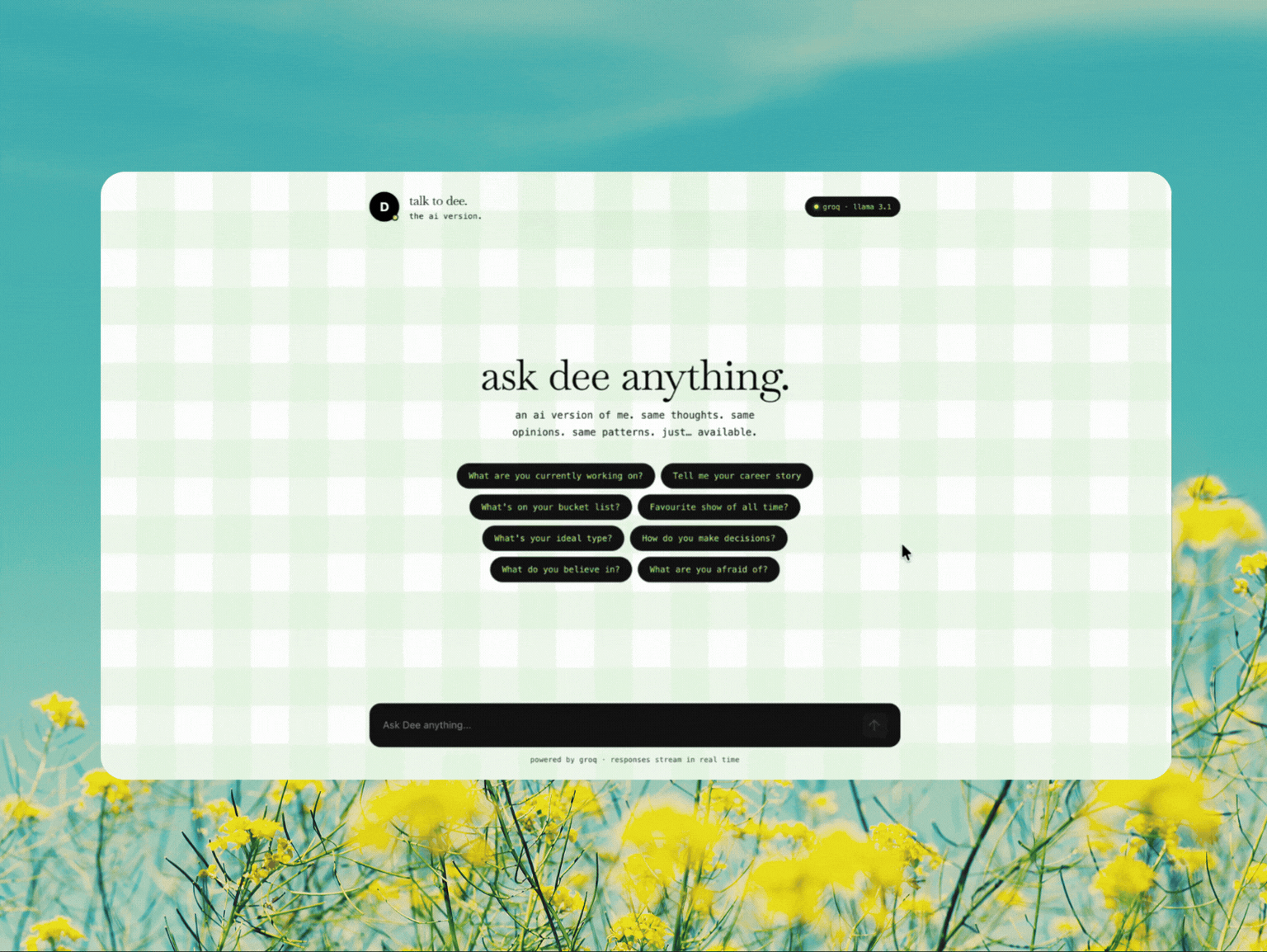 Personal AI Chatbot Interface